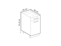 Vicco Küchenunterschrank R-Line Schwarz Hochglanz/Goldkraft Eiche 40 cm AP Eiche