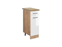 Vicco Küchenunterschrank R-Line Weiß Hochglanz/Goldkraft Eiche 30 cm AP Eiche