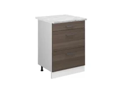 Vicco Küchenunterschrank R-Line Grau/Weiß 60 cm mit Schubladen AP Marmor