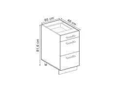 Vicco Küchenunterschrank R-Line Schwarz Hochglanz/Anthrazit 60 cm mit Schubladen AP Anthrazit