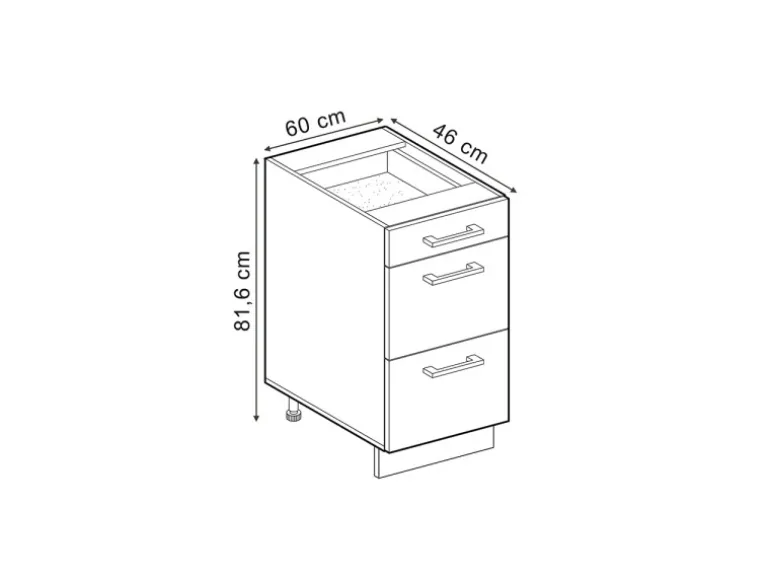 Vicco Küchenunterschrank R-Line Schwarz Hochglanz/Anthrazit 60 cm mit Schubladen AP Anthrazit