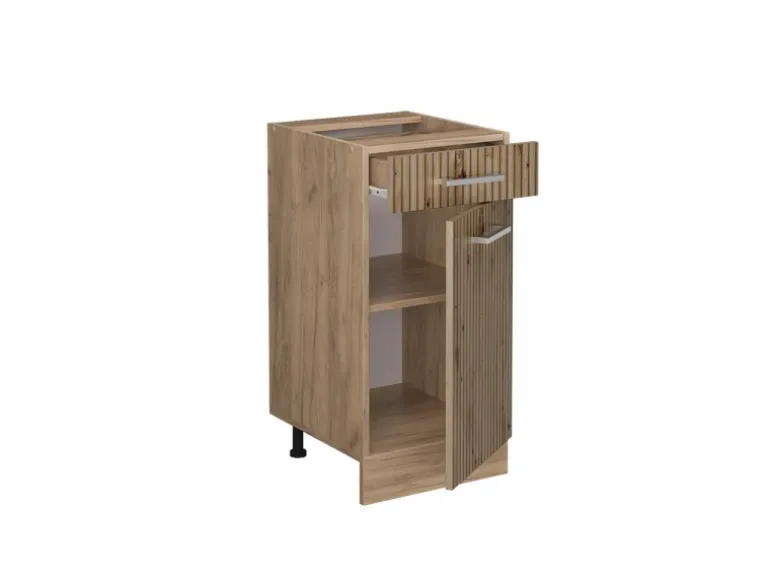 Vicco Küchenunterschrank R-Line Artisan-Eiche/Goldkraft Eiche 40 cm AP Marmor mit Goldkraft Eiche Korpus