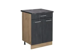 Vicco Küchenunterschrank R-Line Schubladenschrank für die Küche Schwarz Beton 60 cm AP Anthrazit mit Goldkraft Eiche Korpus