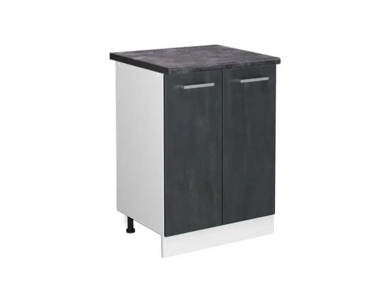 Vicco Küchenunterschrank R-Line Schwarz Beton/Weiß 60 cm AP Anthrazit
