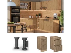 Vicco Küchenunterschrank R-Line Artisan-Eiche/Goldkraft Eiche 40 cm mit Schubladen ohne Arbeitsplatte