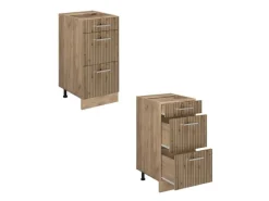 Vicco Küchenunterschrank R-Line Artisan-Eiche/Goldkraft Eiche 40 cm mit Schubladen ohne Arbeitsplatte