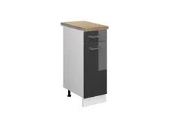 Vicco Küchenunterschrank R-Line Anthrazit Hochglanz/Weiß 30 cm AP Eiche