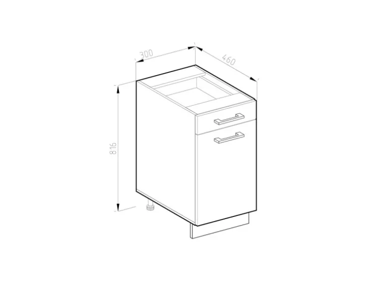 Vicco Küchenunterschrank R-Line Goldkraft Eiche/Anthrazit 30 cm J-Shape ohne Arbeitsplatte