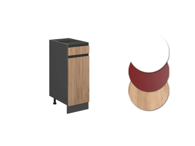 Vicco Küchenunterschrank R-Line Goldkraft Eiche/Anthrazit 30 cm J-Shape ohne Arbeitsplatte
