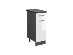 Vicco Küchenunterschrank R-Line Weiß Hochglanz/Anthrazit 30 cm AP Anthrazit