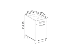 Vicco Küchenunterschrank R-Line Artisan-Eiche/Anthrazit 30 cm AP Marmor