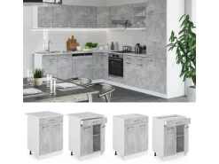 Vicco Küchenunterschrank R-Line Beton 60 cm mit Schublade ohne Arbeitsplatte