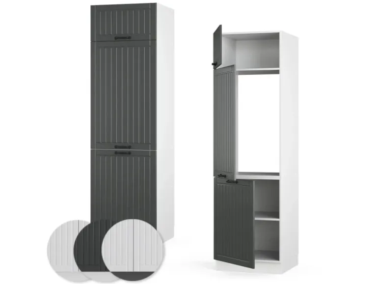 Vicco Kühlumbauschrank Fame-Line Hochschrank für die Küche Anthrazit/Weiß 60 cm