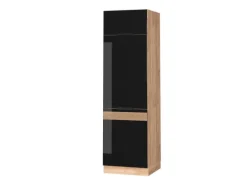 Vicco Kühlumbauschrank Fame-Line Schwarz-Eiche Hochglanz/Goldkraft Eiche 60 cm
