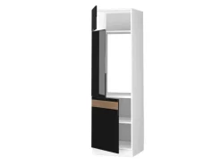 Vicco Kühlumbauschrank Fame-Line Hochschrank für die Küche Schwarz Eiche Hochglanz/Weiß 60 cm