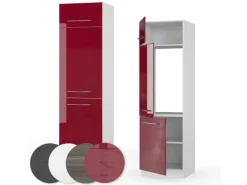 Vicco Kühlumbauschrank Fame-Line Hochschrank für die Küche Bordeaux Hochglanz/Weiß 60 cm