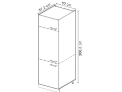 Vicco Kühlumbauschrank R-Line Schwarz Hochglanz/Goldkraft Eiche 60 cm
