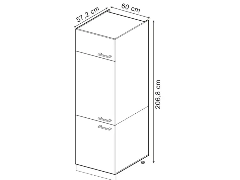 Vicco Kühlumbauschrank R-Line Schwarz Hochglanz/Goldkraft Eiche 60 cm