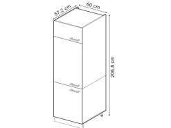 Vicco Kühlumbauschrank R-Line Hochschrank für die Küche Artisan-Eiche/Anthrazit 60 cm