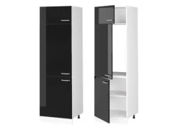 Vicco Kühlumbauschrank R-Line Hochschrank für die Küche Schwarz Hochglanz/Weiß 60 cm