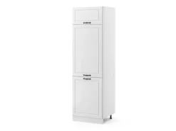 Vicco Kühlumbauschrank R-Line Hochschrank für die Küche Weiß Landhaus/Weiß 60 cm