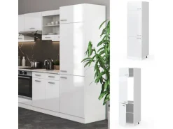 Vicco Kühlumbauschrank R-Line Hochschrank für die Küche Weiß Hochglanz/Weiß 60 cm