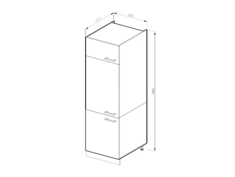 Vicco Kühlumbauschrank R-Line Hochschrank für die Küche Weiß Hochglanz/Weiß 60 cm