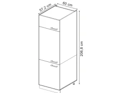 Vicco Kühlumbauschrank R-Line Hochschrank für die Küche Schwarz Beton/Anthrazit 60 cm