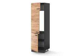 Vicco Kühlumbauschrank R-Line Hochschrank für die Küche Goldkraft Eiche/Anthrazit 60 cm