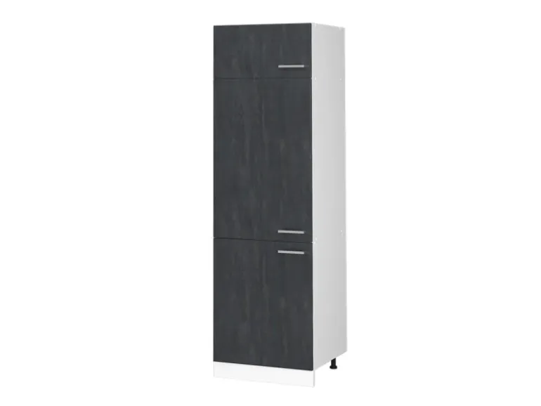 Vicco Kühlumbauschrank R-Line Hochschrank für die Küche Schwarz Beton/Weiß 60 cm