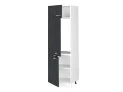 Vicco Kühlumbauschrank R-Line Hochschrank für die Küche Schwarz Beton/Weiß 60 cm