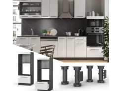 Vicco Mikrowellenschrank Fame-Line Weiß Hochglanz/Anthrazit 60 cm Offen