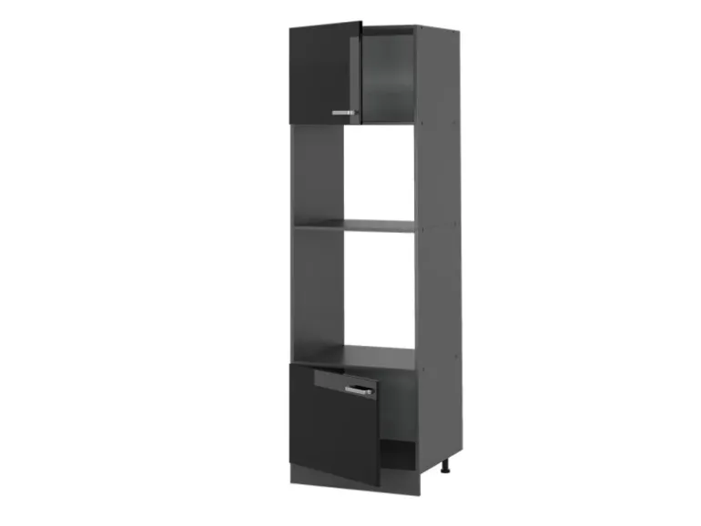 Vicco Mikrowellenschrank R-Line Küchenregal für die Mikrowelle Schwarz Hochglanz/Anthrazit 60 cm