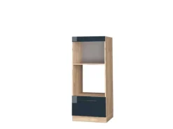 Vicco Mikrowellenschrank Fame-Line Dunkelblau Hochglanz/Goldkraft Eiche 60 cm Offen
