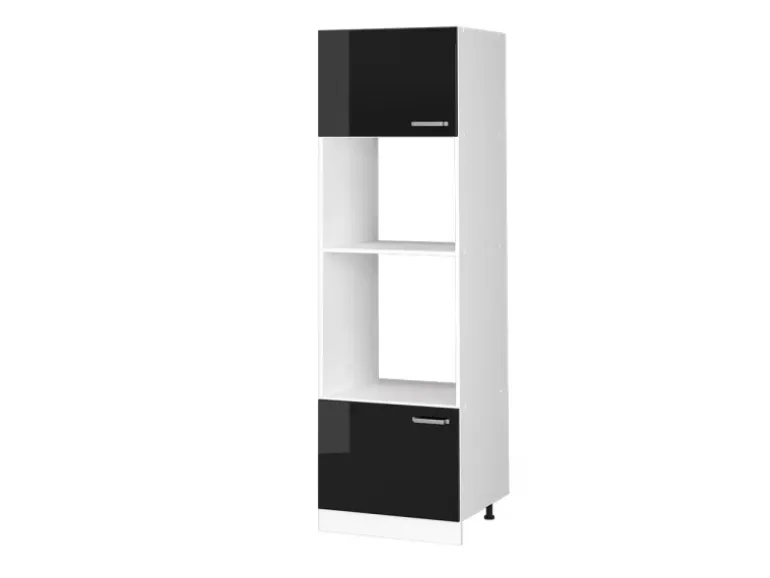 Vicco Mikrowellenschrank R-Line Küchenregal für die Mikrowelle Schwarz Hochglanz/Weiß 60 cm