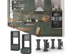 Vicco Mikrowellenschrank Fame-Line Grün-Gold Landhaus/Anthrazit 60 cm Offen