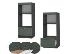 Vicco Mikrowellenschrank Fame-Line Grün-Gold Landhaus/Anthrazit 60 cm Offen
