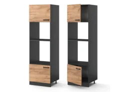 Vicco Mikrowellenschrank R-Line Küchenregal für die Mikrowelle Goldkraft Eiche/Anthrazit 60 cm