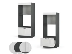 Vicco Mikrowellenschrank Fame-Line Weiß Landhaus/Anthrazit 60 cm Offen