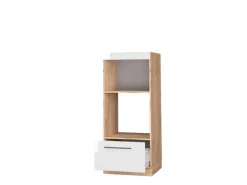 Vicco Mikrowellenschrank Fame-Line Weiß Hochglanz/Goldkraft Eiche 60 cm Offen
