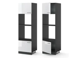 Vicco Mikrowellenschrank R-Line Küchenregal für die Mikrowelle Weiß Hochglanz/Anthrazit 60 cm