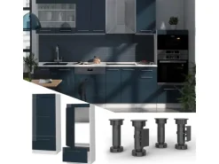 Vicco Mikrowellenschrank Fame-Line Küchenregal für die Mikrowelle Dunkelblau Hochglanz/Weiß 60 cm