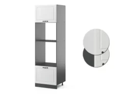 Vicco Mikrowellenschrank R-Line Küchenregal für die Mikrowelle Weiß Landhaus/Anthrazit 60 cm