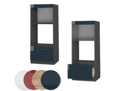 Vicco Mikrowellenschrank Fame-Line Dunkelblau Hochglanz/Anthrazit 60 cm Offen