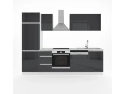 Vicco Optima Küchenzeile Anthrazit Hochglanz 270 cm ohne ArbeitsplattegrifflosOptima ohne E-Geräte