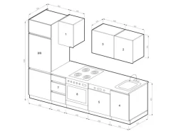 Vicco Optima Küchenzeile Anthrazit Hochglanz 270 cm ohne ArbeitsplattegrifflosOptima ohne E-Geräte