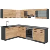 Vicco Rick Eckküche Anthrazit/Goldkraft Eiche 267 x 167 cm AP SchwarzRick ohne E-Geräte