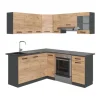 Vicco Rick Eckküche Anthrazit/Goldkraft Eiche 187 x 167 cm AP SchwarzRick ohne E-Geräte