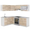 Vicco Rick Eckküche Weiß/Sonoma 227 x 167 cm AP MarmorRick ohne E-Geräte