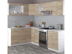 Vicco Rick Eckküche Weiß/Sonoma 247 x 167 cm AP MarmorRick ohne E-Geräte